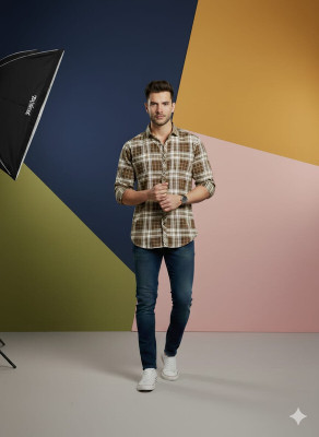 SZ COLLECTION Men Checkered Casual Multicolor Shirt