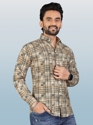 ALVIN ENTERPRISE Men Printed Formal Brown Shirt