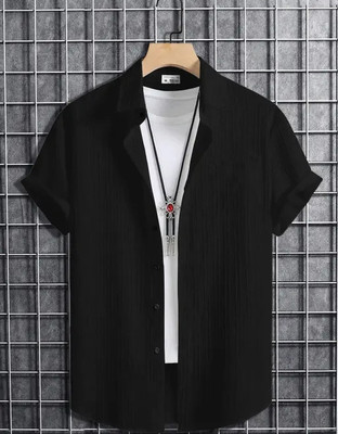 Abhirushi Boys Solid Casual Black Shirt