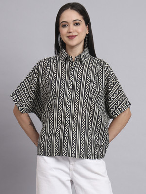 LOOMFRESH Women Printed Casual Black Shirt
