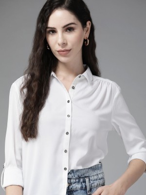 Roadster Women Solid Casual White Shirt