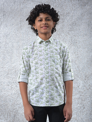 CRIMSOUNE CLUB Boys Floral Print Casual White Shirt