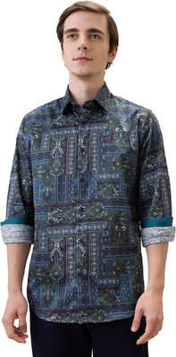COLORPLUS Men Printed Casual Blue Shirt