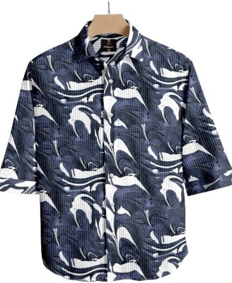 Himart Men Printed Casual Blue Shirt