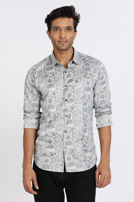 Cool Colors Men Printed Casual Grey Shirt