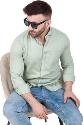 Masher Men Solid Casual Green Shirt