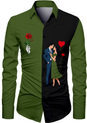 AviraEnterprise Men Printed Casual Dark Green Shirt