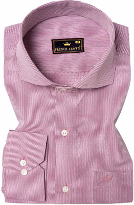 french crown Men Striped Casual Pink Shirt