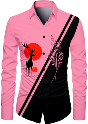 AviraEnterprise Men Printed Casual Pink Shirt