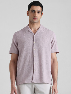 MUFTI Men Solid Casual Purple Shirt