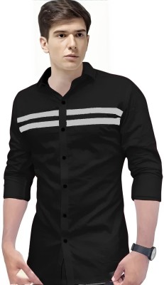 real fashion Men Solid Casual Black Shirt