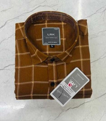 LRK Men Checkered Casual Brown Shirt