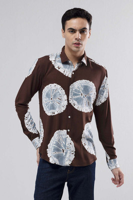 Snitch Men Dyed/Ombre Casual Brown Shirt