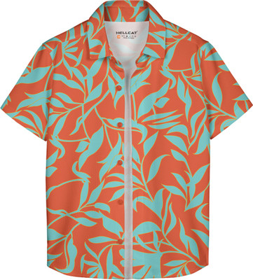 Hellcat Boys Printed Casual Orange Shirt