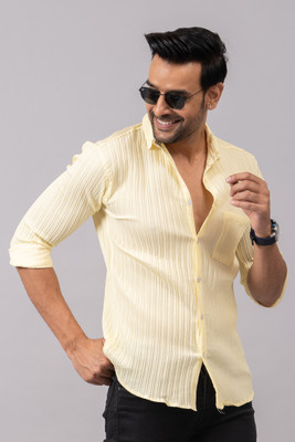 Sudan Men Self Design Party Yellow Shirt
