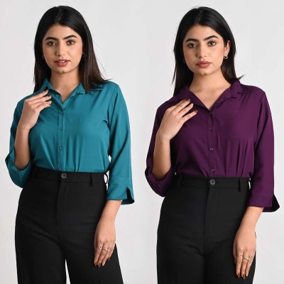 RAHUL TRADERS Women Solid Casual Green Shirt(Pack of 2)