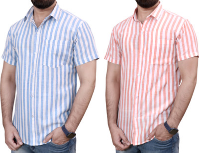 AuzaSho Collection Men Self Design Casual Multicolor Shirt(Pack of 2)