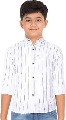 AIDAN PAUL Boys Striped Casual White Shirt