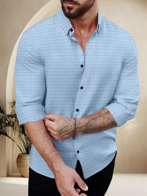 JD EVENTS MANAGEMENT Men Solid Casual Light Blue Shirt