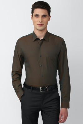 PETER ENGLAND Men Self Design Formal Brown Shirt