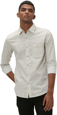 MUFTI Men Printed Casual Beige, White Shirt