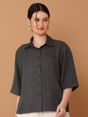 CHEMISTRY Women Printed Casual Grey Shirt