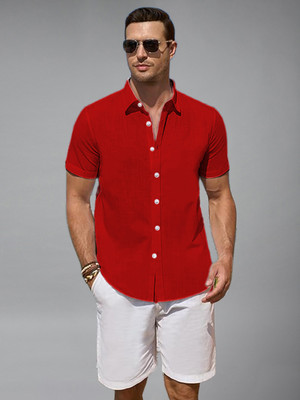 Vida Loca Men Solid Casual Red Shirt