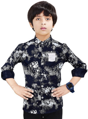 MOHINI CREATION Boys Printed Casual Black, White Shirt