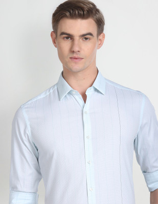 ARROW Men Striped Casual Green Shirt