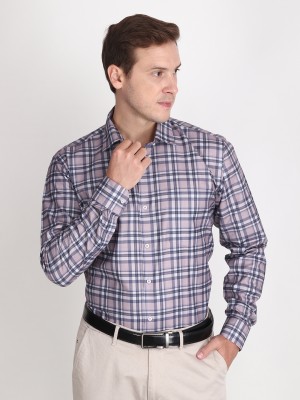 Appel Touch Men Checkered Formal Grey Shirt