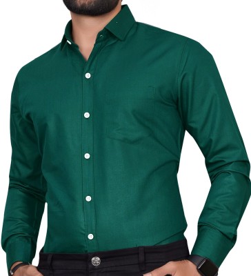 GLOBAL NOMAD Men Solid Casual Dark Green Shirt