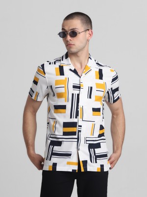 JACK & JONES Men Checkered Casual Black, White, Yellow Shirt