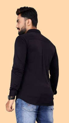 isuelfeb Men Solid Casual Black Shirt