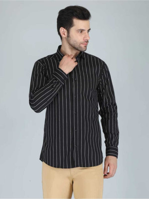 Masher Men Striped Casual Black, White Shirt