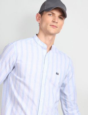 Arrow Sport Men Striped Casual Light Blue, White Shirt