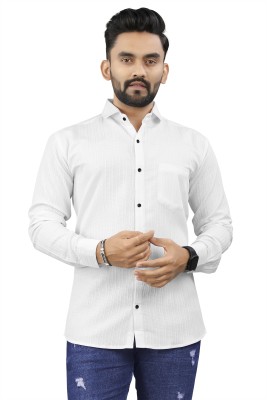 RAHUL LOOK Men Self Design Casual White Shirt