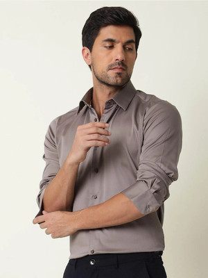 RARE RABBIT Men Solid Casual Grey Shirt