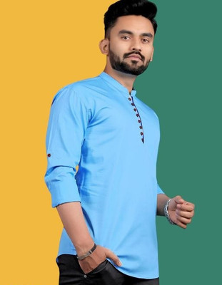 Anupama Men Solid Party Light Blue Shirt