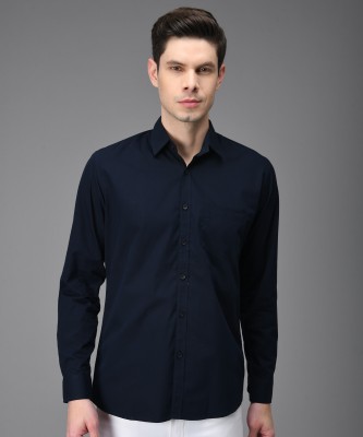 Kibit Men Solid Casual Dark Blue Shirt