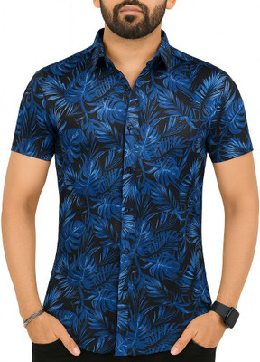 AVOLT Men Printed Casual Blue Shirt
