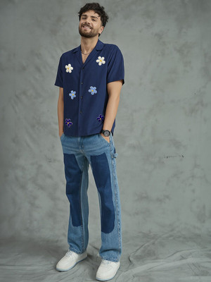 FUGAZEE Men Self Design Casual Blue Shirt