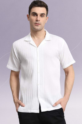 A Dearise Trend Men Striped, Self Design, Solid Casual White Shirt