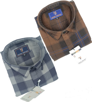 Hems trends Men Checkered Casual Multicolor Shirt(Pack of 2)