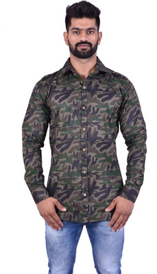 Lee Cross Men Printed Casual Green Shirt
