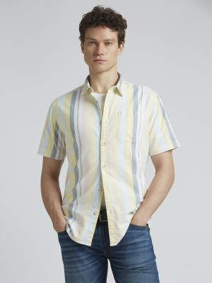 Pepe Jeans Men Striped Casual Yellow, White Shirt