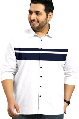 ShopMerry Men Striped Casual White, Blue Shirt