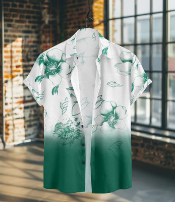 Le Pery Men Printed Casual Green Shirt