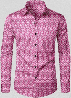 Arth Enterprise Men Printed Casual Pink Shirt