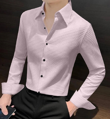 MOXTE Men Solid Casual Pink Shirt