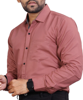METRONAUT Men Solid Formal Pink Shirt